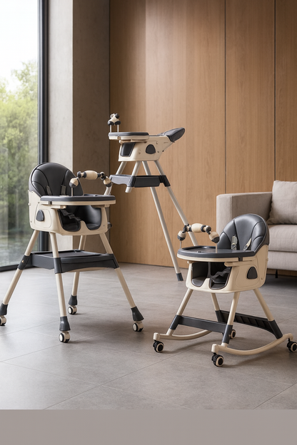 Silla Alta Convertible 4 en 1 – Plegable, Segura y con Ruedas