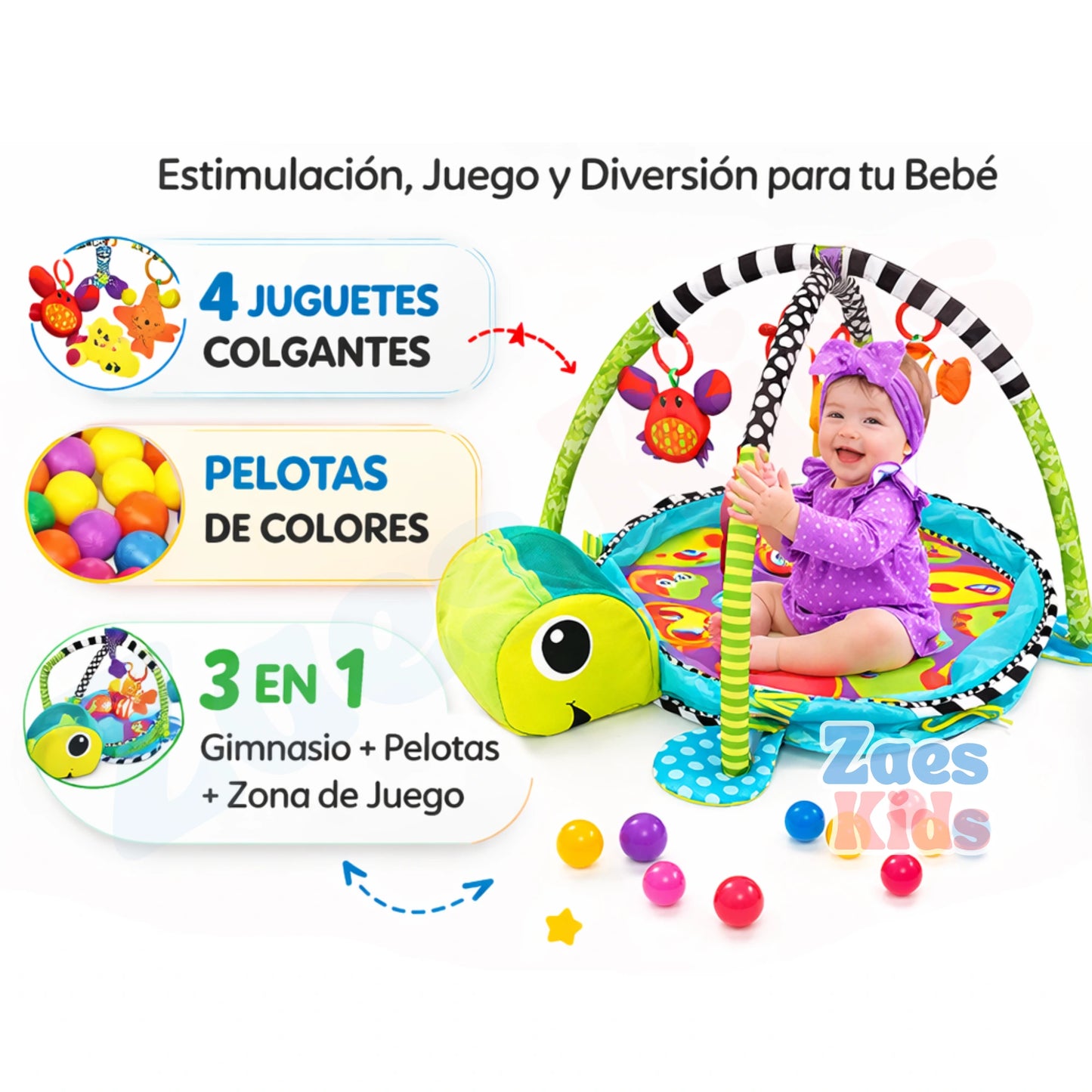 Gimnasio Interactivo 3 en 1 + Piscina Pelotas - AnimalsPlay