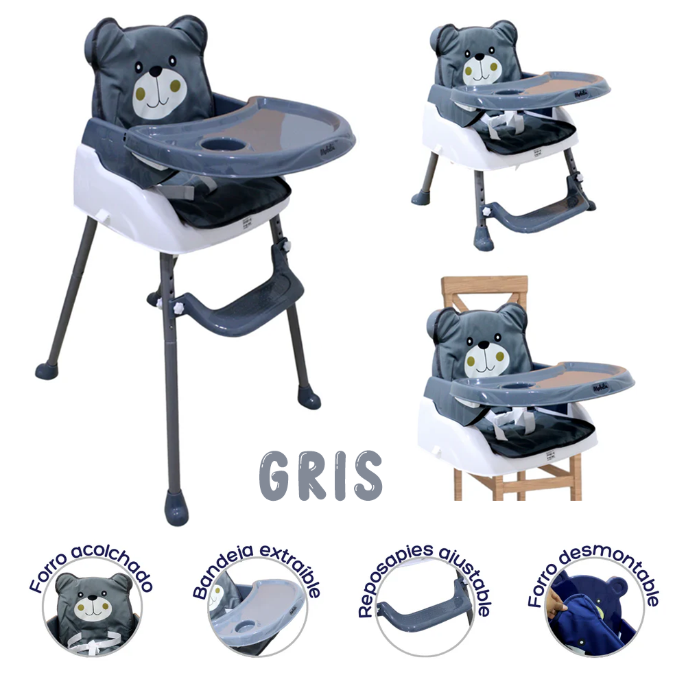 Silla Comedor Oso 3 en 1   Alta, Baja y Portatil