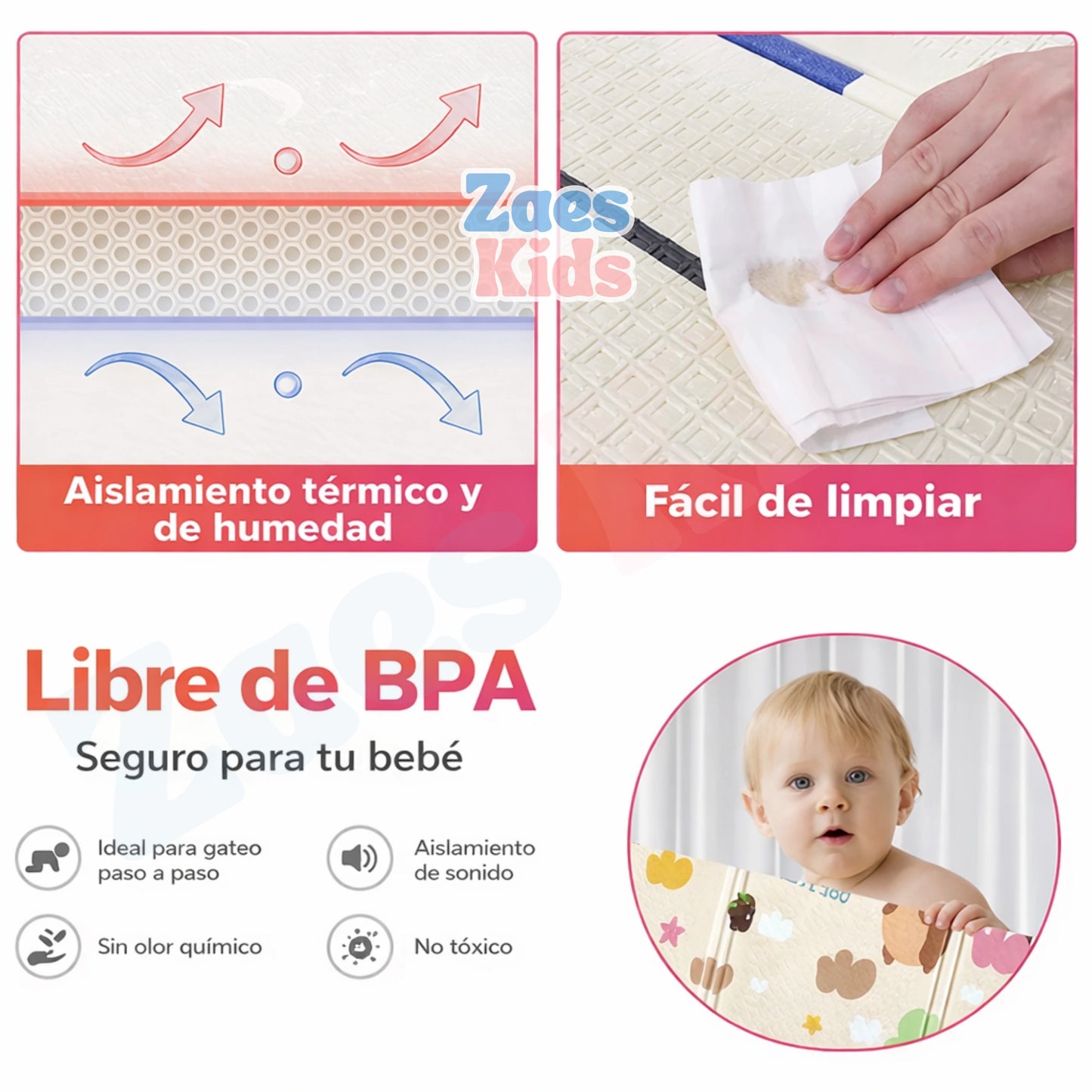 Tapete Extra Grande Plegable Doble Faz Antigolpes + Estuche 200x180Cm