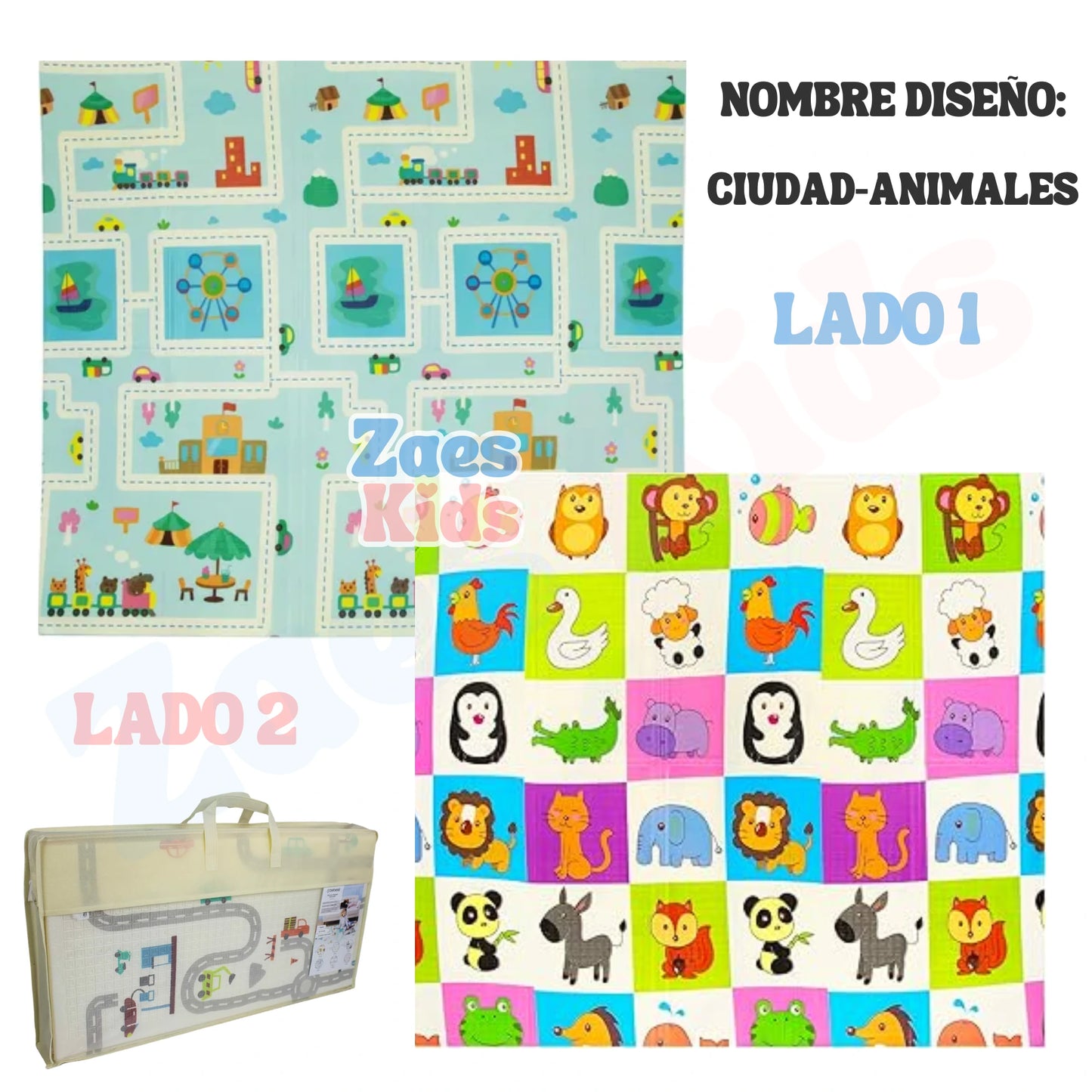 Tapete Extra Grande Plegable Doble Faz Antigolpes + Estuche 200x180Cm