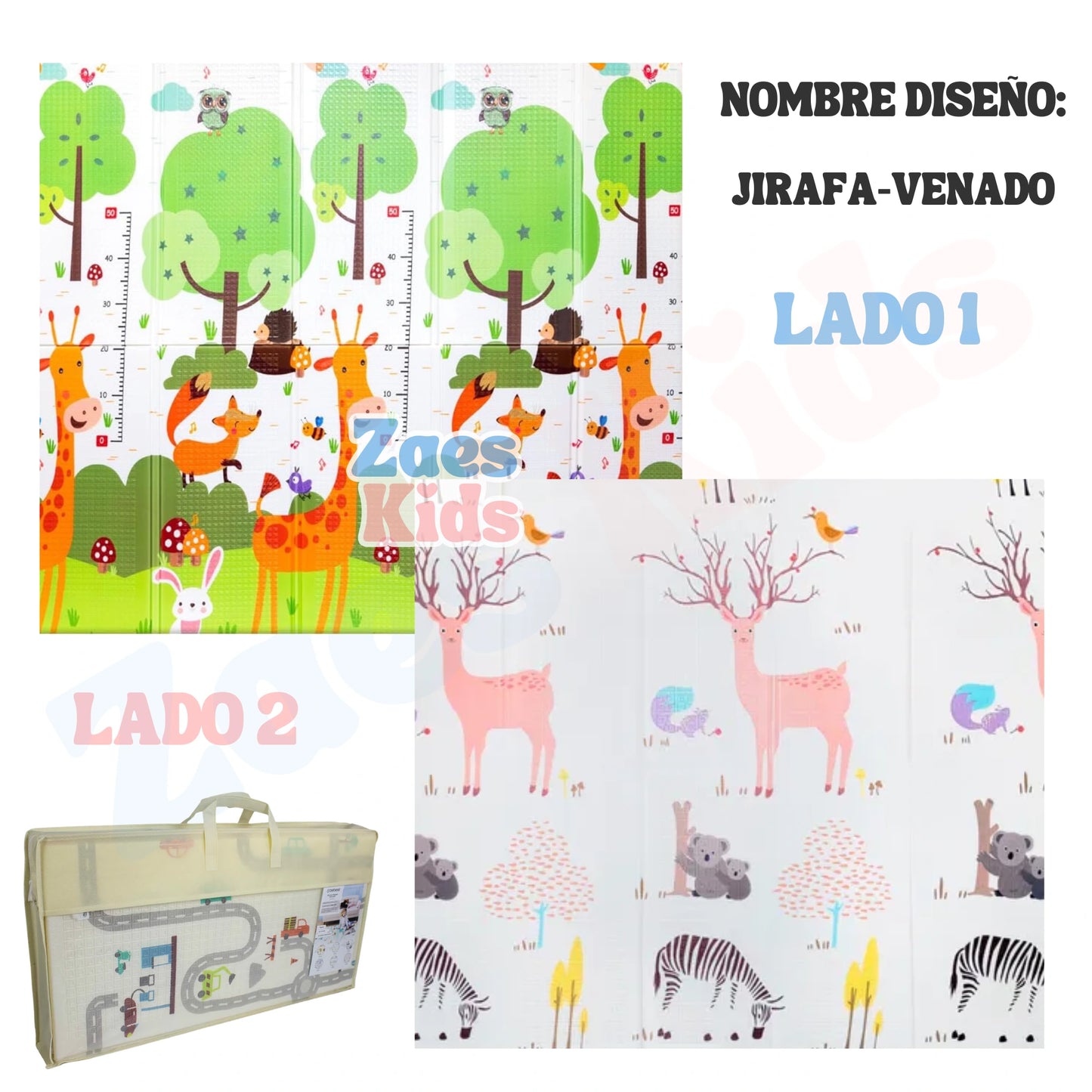 Tapete Extra Grande Plegable Doble Faz Antigolpes + Estuche 200x180Cm