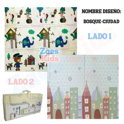 Tapete Extra Grande Plegable Doble Faz Antigolpes + Estuche 200x180Cm