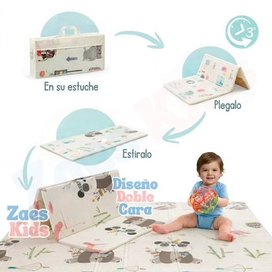 Tapete Extra Grande Plegable Doble Faz Antigolpes + Estuche 200x180Cm