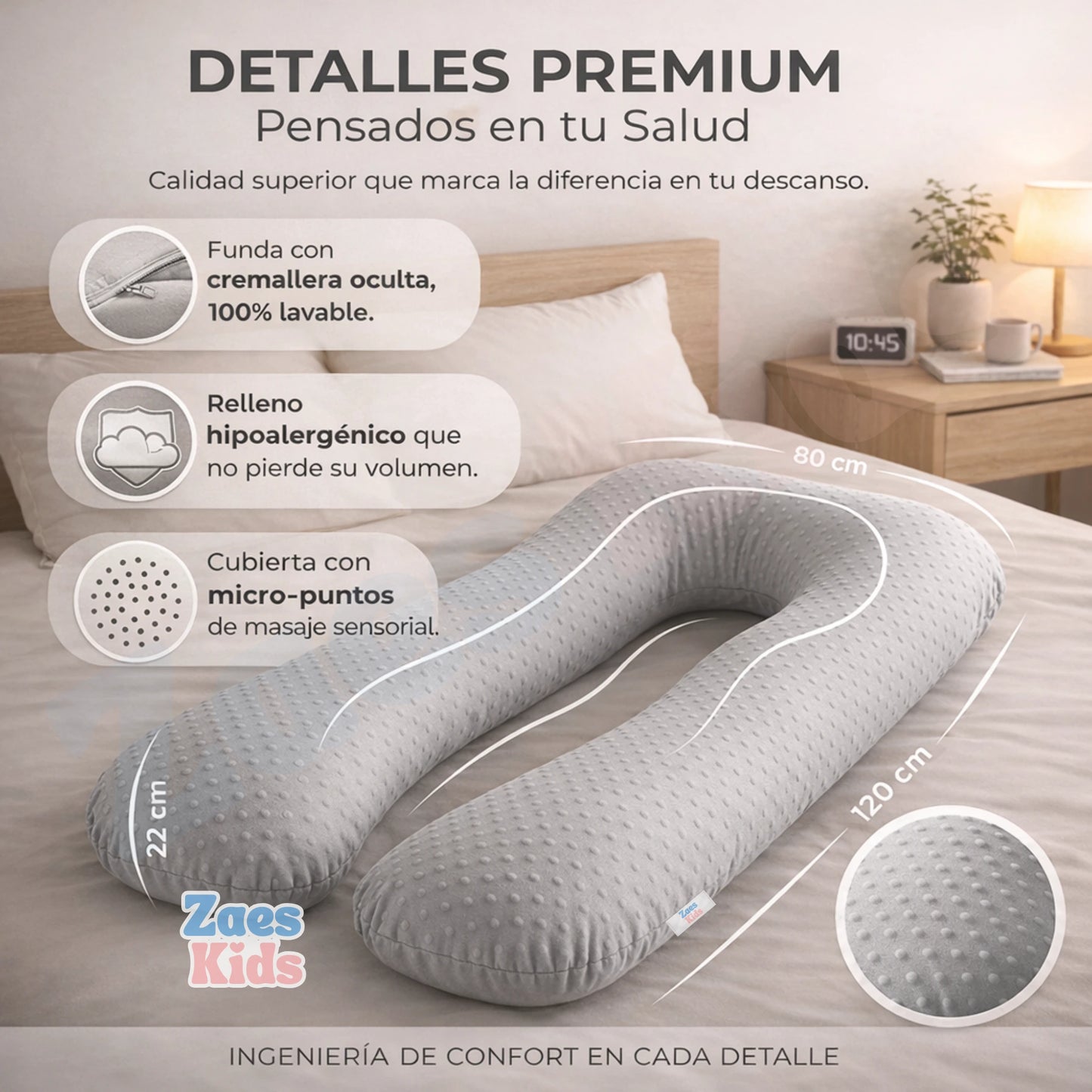 Almohada Ortopédica Ergonómica De Maternidad y Descanso Grande - TotalRest Pro