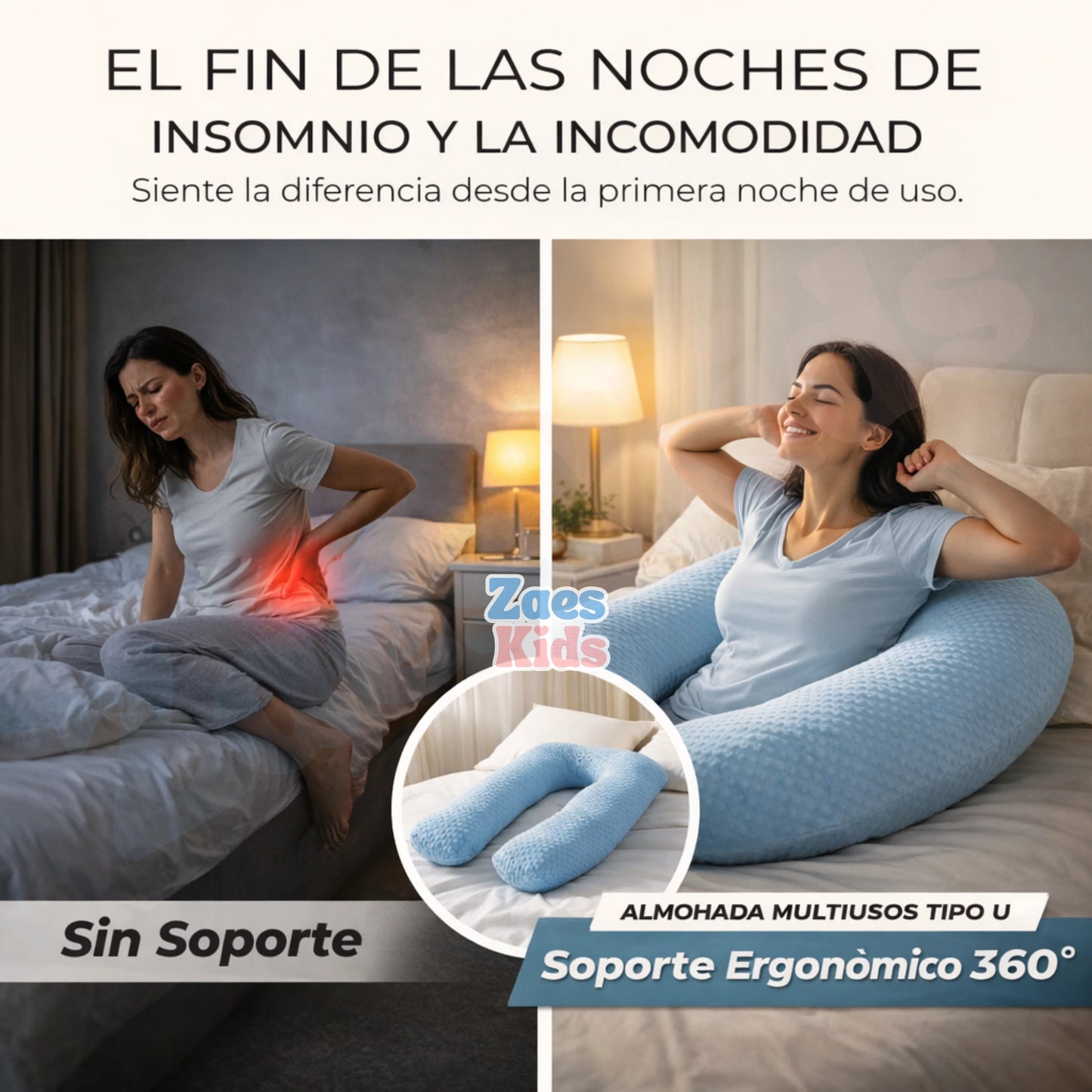 Almohada Ortopédica Ergonómica De Maternidad y Descanso Grande - TotalRest Pro