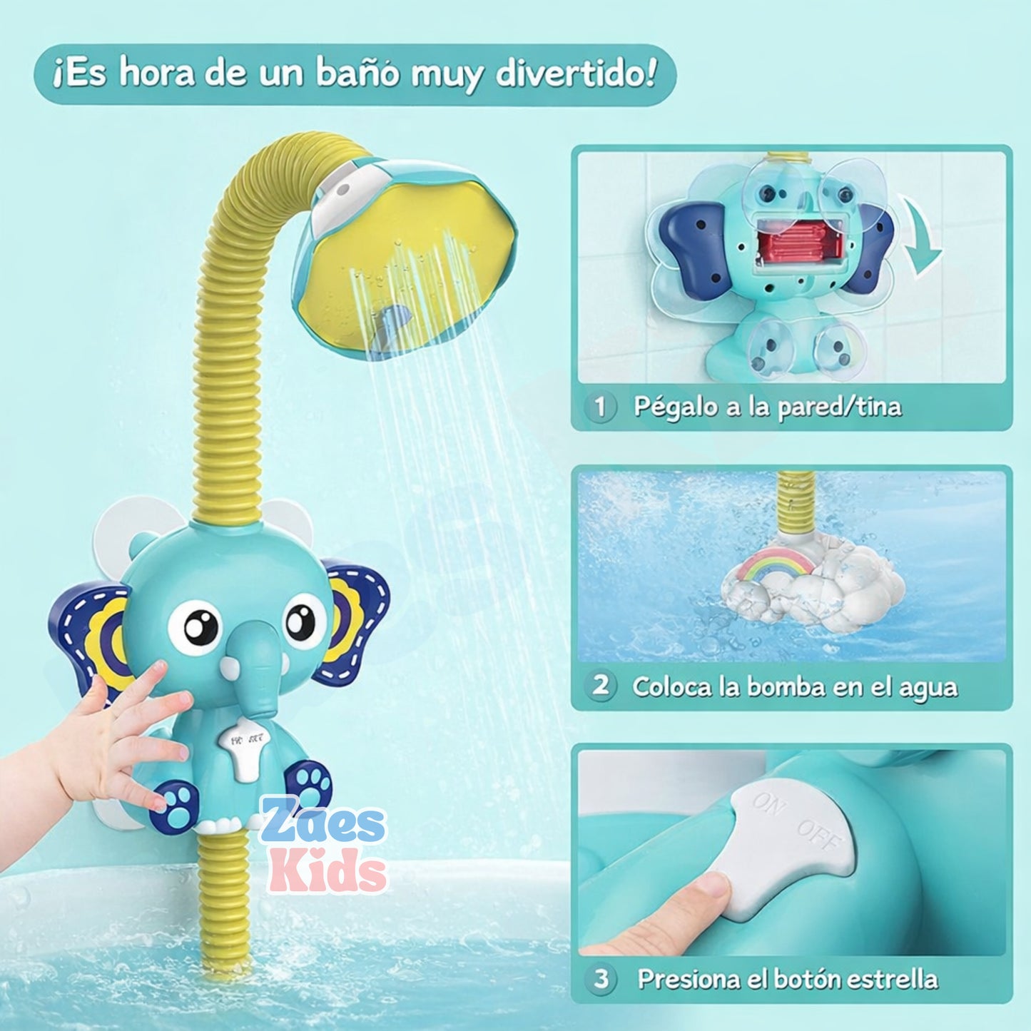 Ducha Regadera Interactiva para Bañera Elefante con Manguera Flexible
