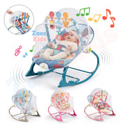 Silla Mecedora Vibradora Y Musical Para Bebe 3 En 1 Con Toldillo