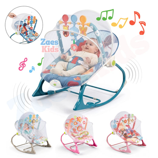 Silla Mecedora Vibradora Y Musical Para Bebe 3 En 1 Con Toldillo