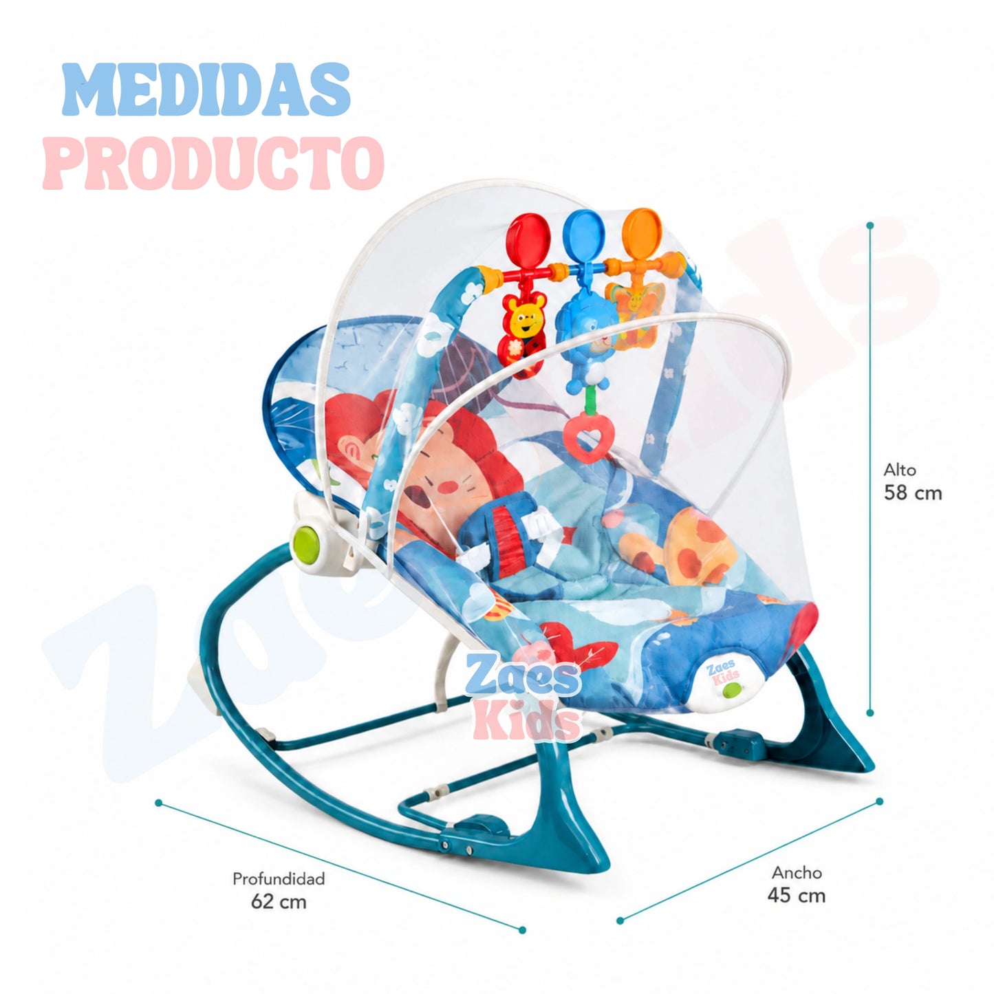 Silla Mecedora Vibradora Y Musical Para Bebe 3 En 1 Con Toldillo