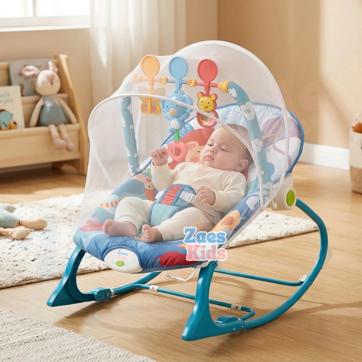 Silla Mecedora Vibradora Y Musical Para Bebe 3 En 1 Con Toldillo