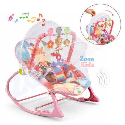 Silla Mecedora Vibradora Y Musical Para Bebe 3 En 1 Con Toldillo