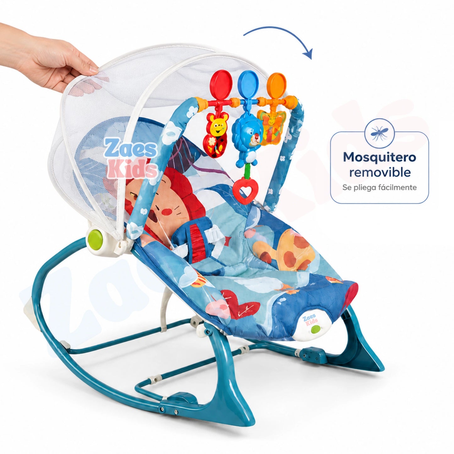 Silla Mecedora Vibradora Y Musical Para Bebe 3 En 1 Con Toldillo