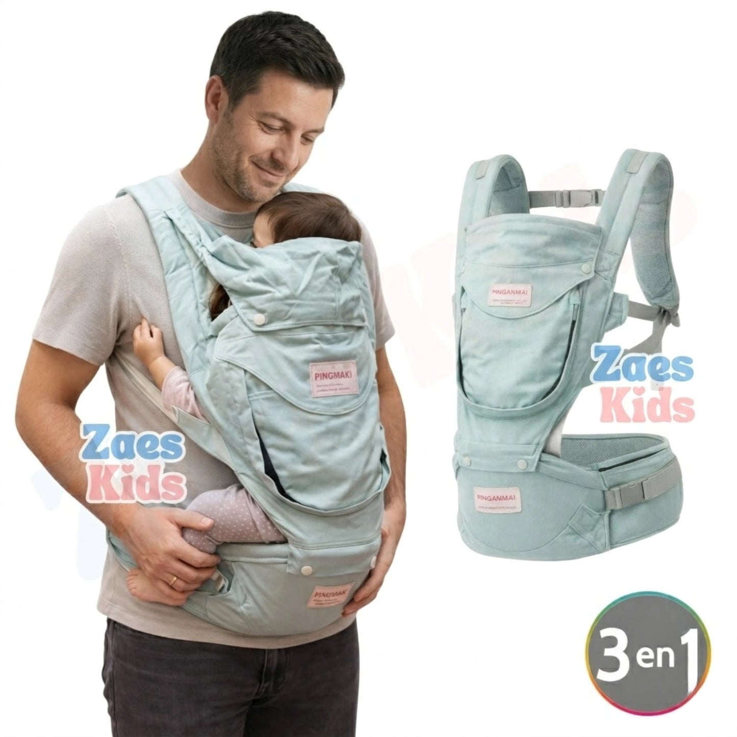 Cargador Portabebés Silla Ergonómico 6 En 1 Multiposiciones Para Bebe