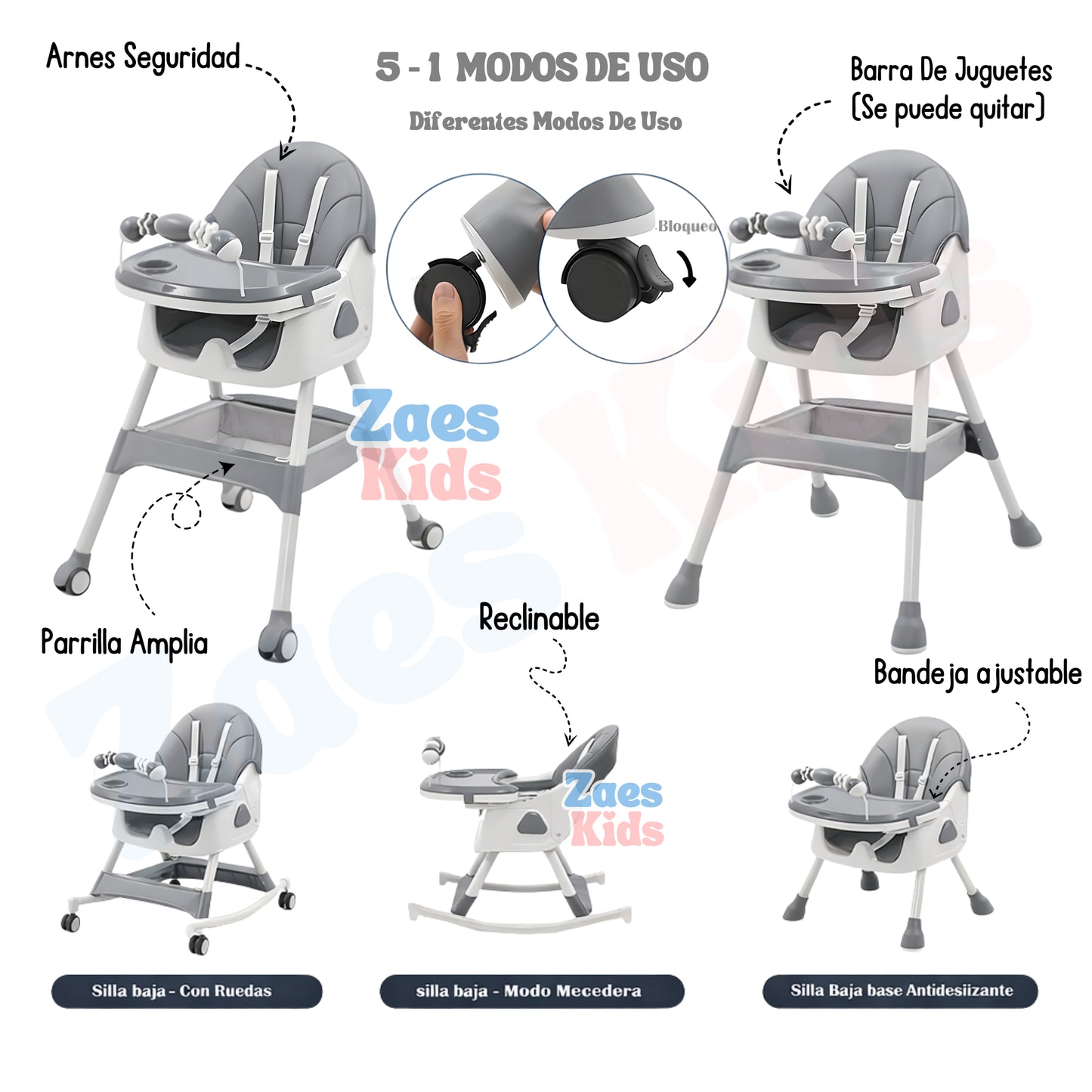 Silla Comedor Mecedora 5 en 1 Naomi- Edición Premium